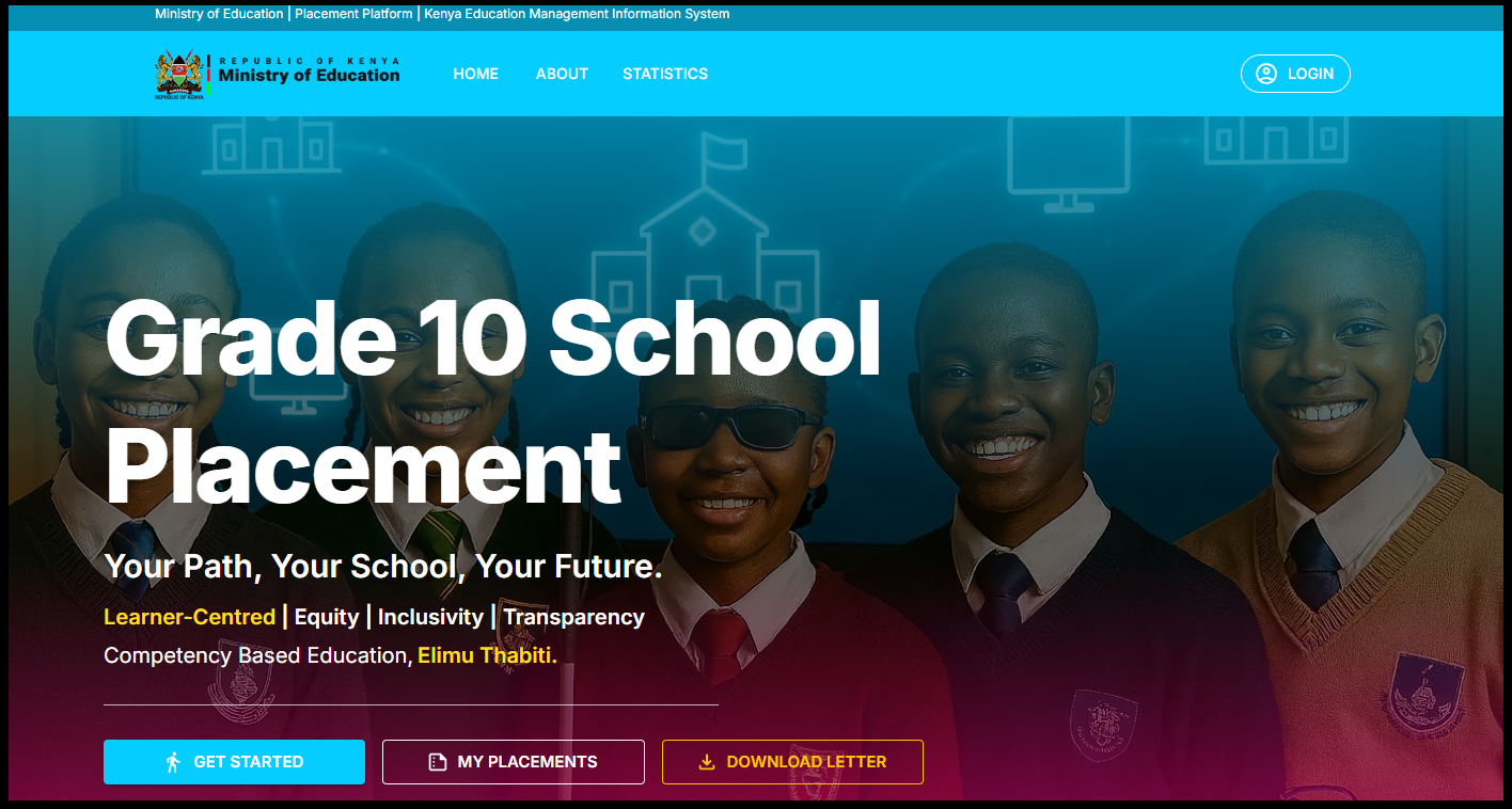 Open a web browser on your phone, tablet, or computer and visit the official Ministry of Education Grade 10 placement portal at https://placement.education.go.ke/. Ensure you have a stable internet connection before proceeding.