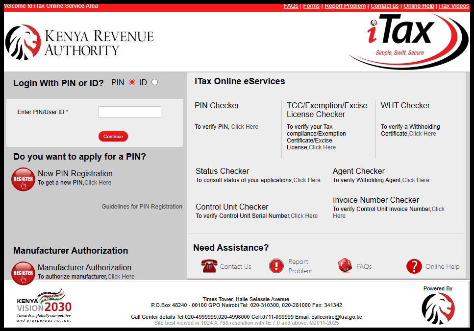 The first and foremost step in the process of How To Download Amnesty Certificate, is to visit iTax (KRA Portal) using the link – https://itax.kra.go.ke/KRA-Portal/