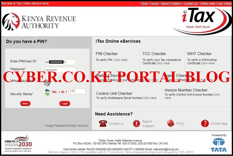 enter itax password and security stamp