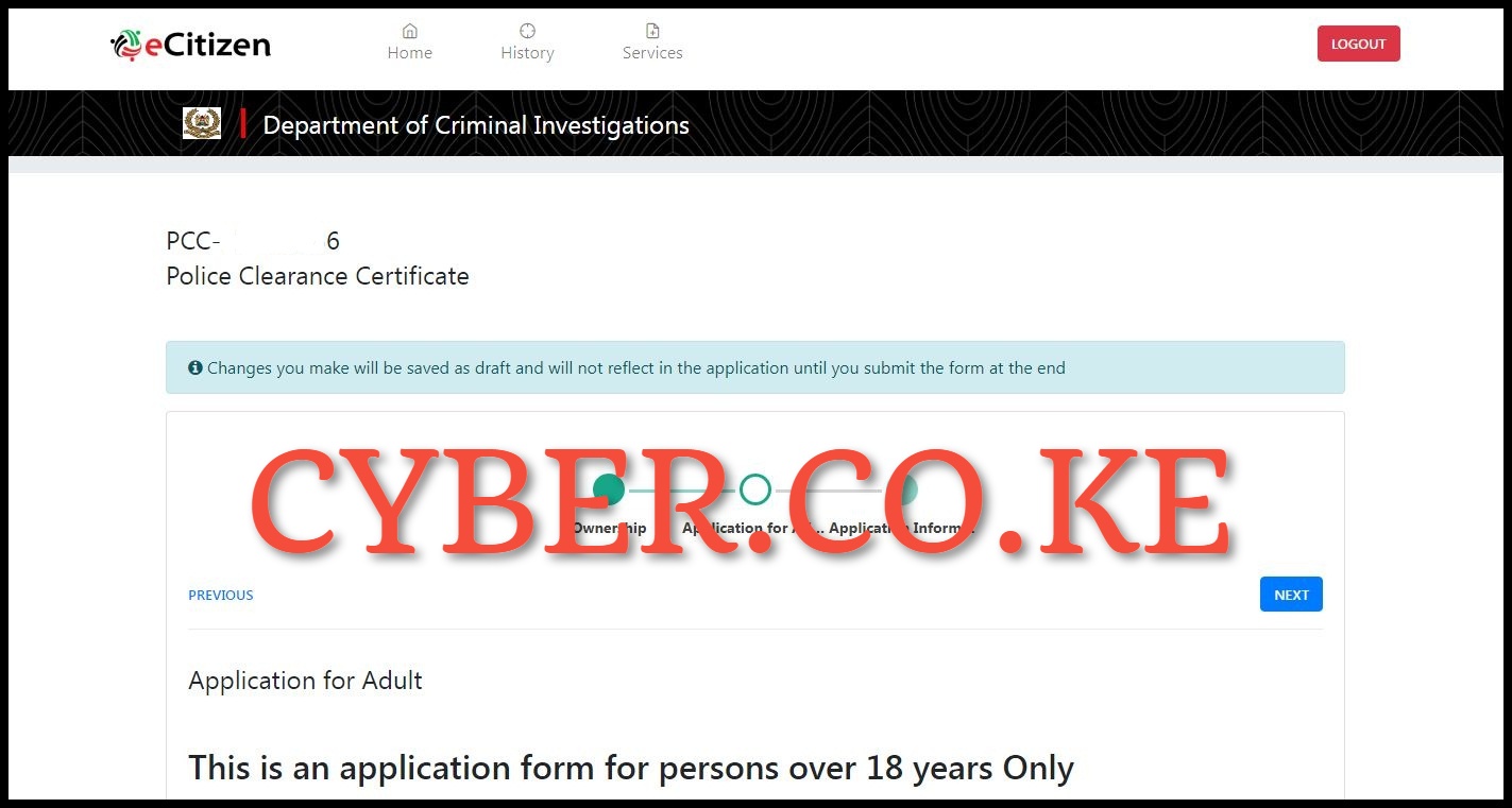 Police Clearance Certificate Application for Adults