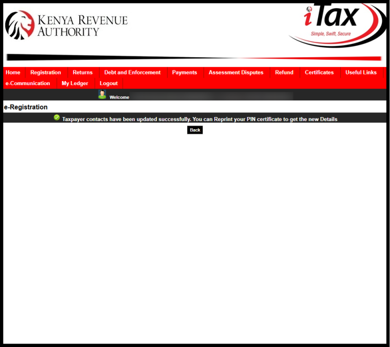 In the final step, after entering the Mobile OTP on iTax, you will receive a notification stating, “Taxpayer contacts have been updated successfully. You can reprint your PIN certificate to get the new details.” This message confirms that your mobile number has been successfully changed and updated on iTax.